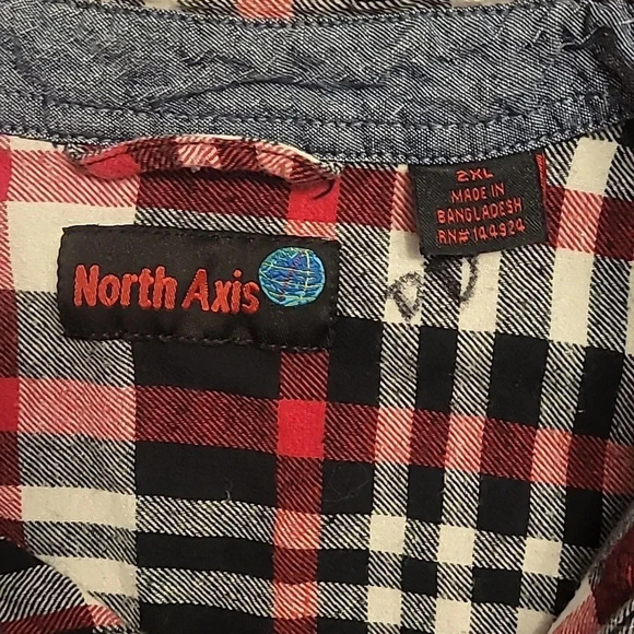 North Axis Flannel Mens XXL 90's vintage red white black LOT E9 - Picture 5 of 5